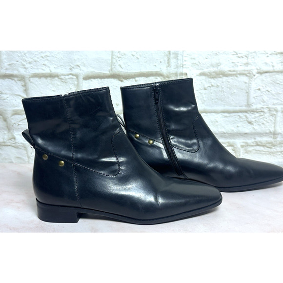 Talbots Women's Ankle Short Black Boots Size 6 1/2 Leather Uppers - Picture 4 of 16